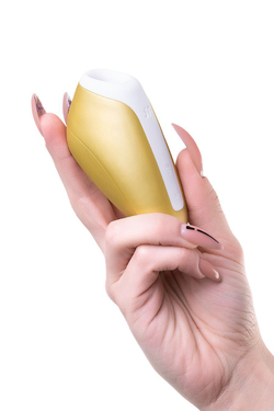 Вакуум-волновой бесконтактный стимулятор клитора Satisfyer Love Breeze, силикон, золотой, 9,5 см.