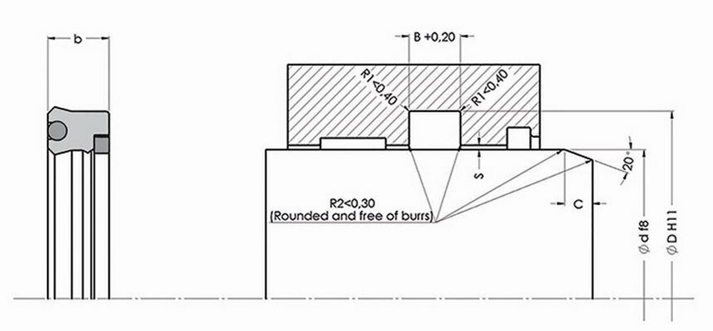 A162-110/5 PU Высокоэффективное U-образное штоковое уплотнение для тяжёлых условий 110-130-12