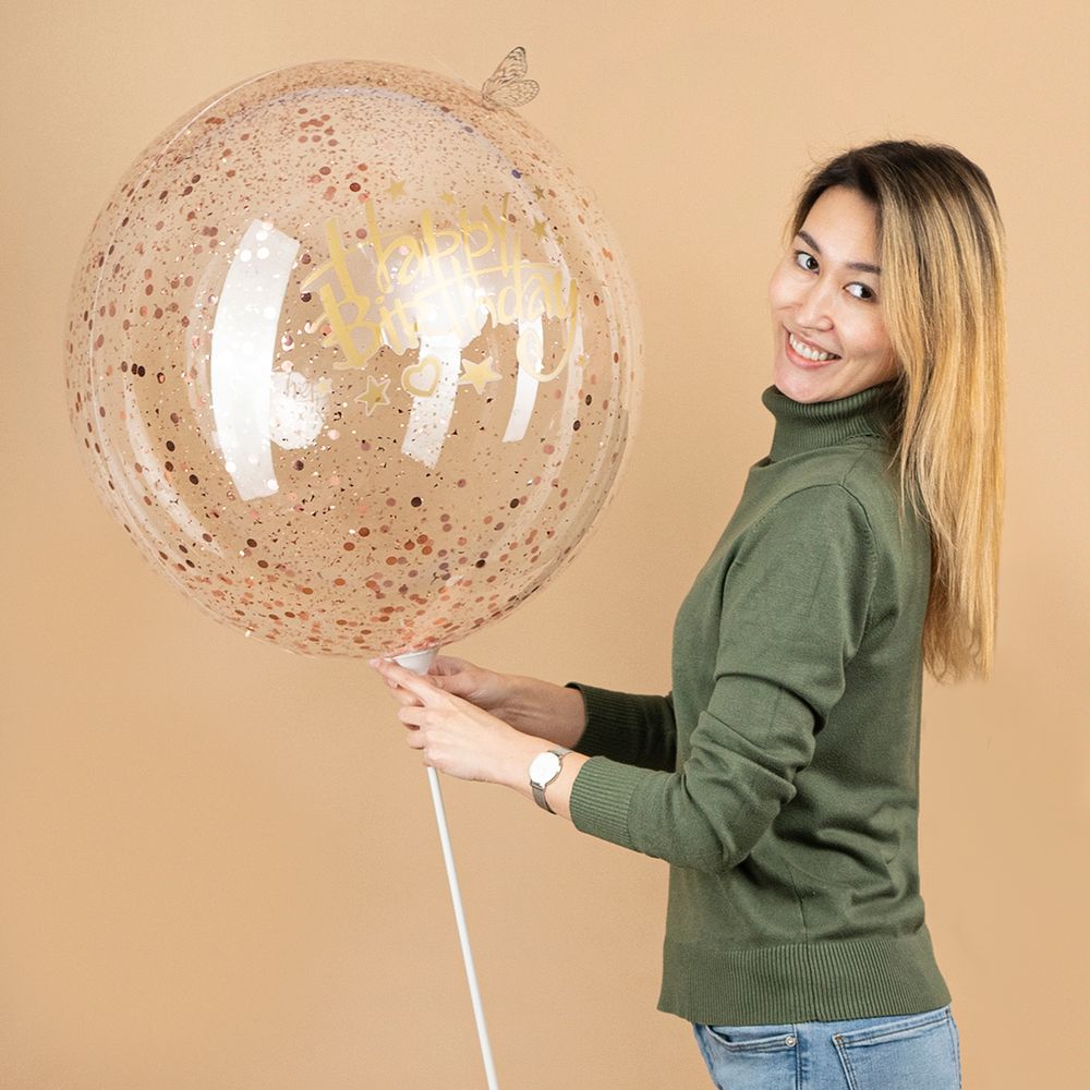 Шар (36''/91 см) Deco Bubble (синяя упаковка), Прозрачный, Кристалл, 1 шт.