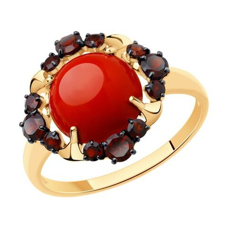 Кольцо из золота с кораллом