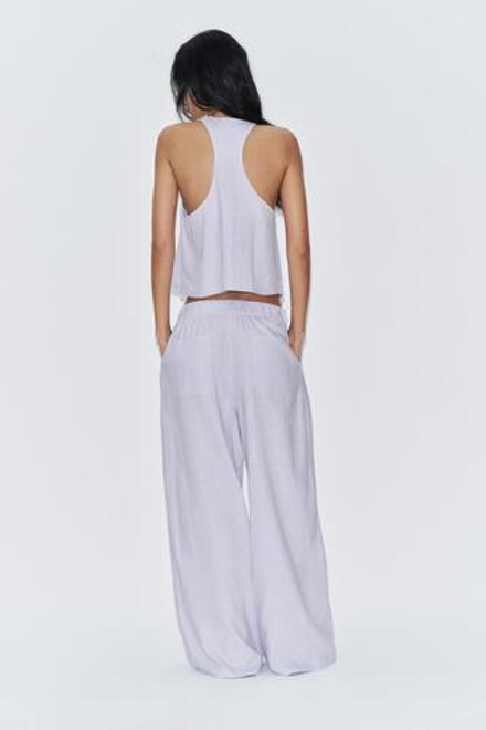 ZARA ШИРОКИЕ БРЮКИ ИЗ СМЕСОВОГО ЛЬНА С ЗАЩИПАМИ, СИРЕНЕВЫЙ