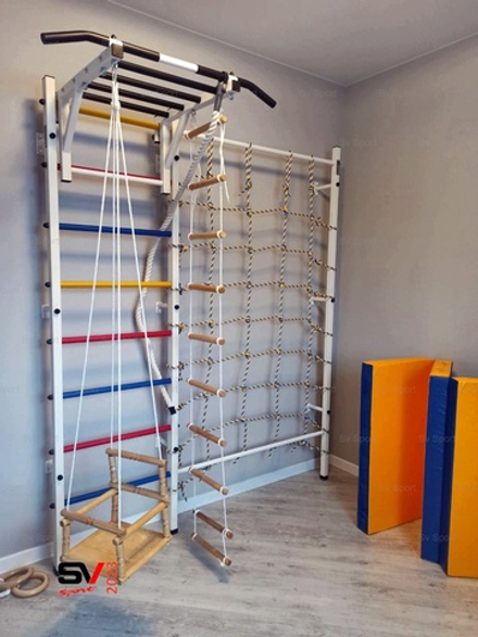 Монтаж шведской стенки Sv Sport с канатным лазом в пеноблочные, газоблочные стены