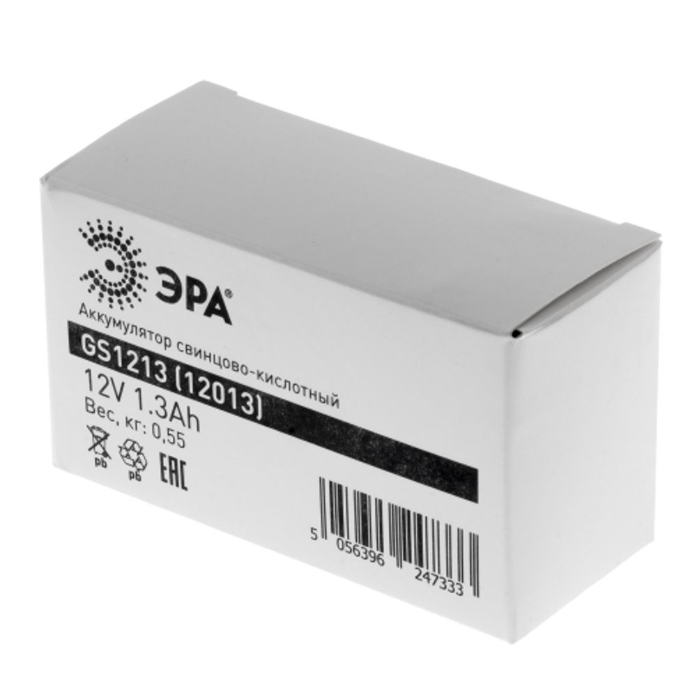 Аккумуляторы свинцово-кислотные ЭРА GS1213 12V 1,3Ah | Аккумуляторы