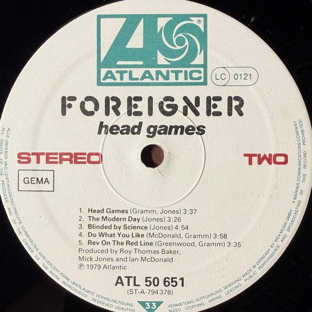 Виниловая пластинка Foreigner ‎– Head Games LP