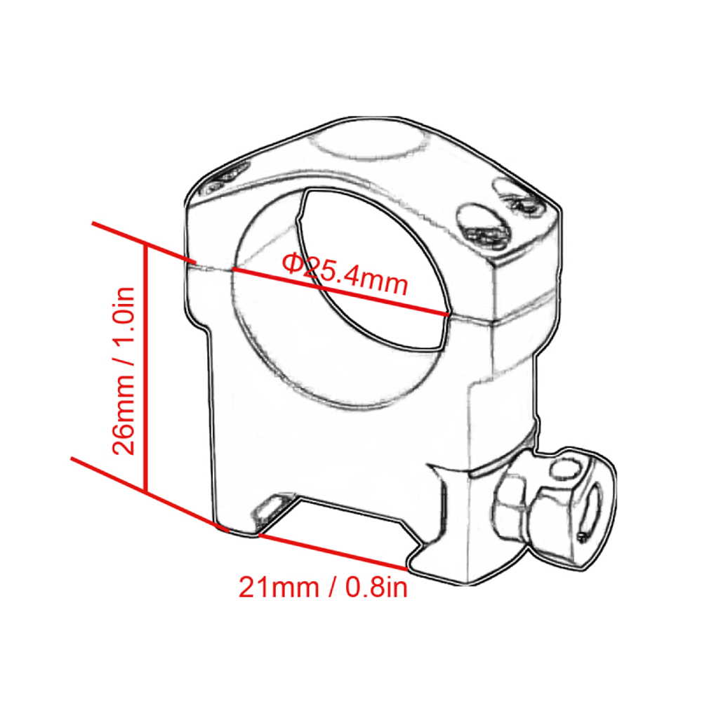 Кольца Vector Optics, D25.4мм, низкие, H25.4мм, Weaver, 4 винта (SCTM-37) на винтах