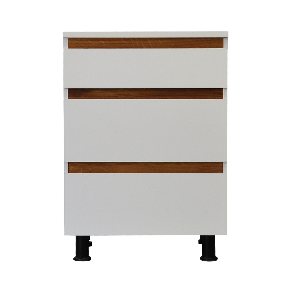 Кухонный модуль напольный 3 ящика 60х60х85,белый/массив дуба