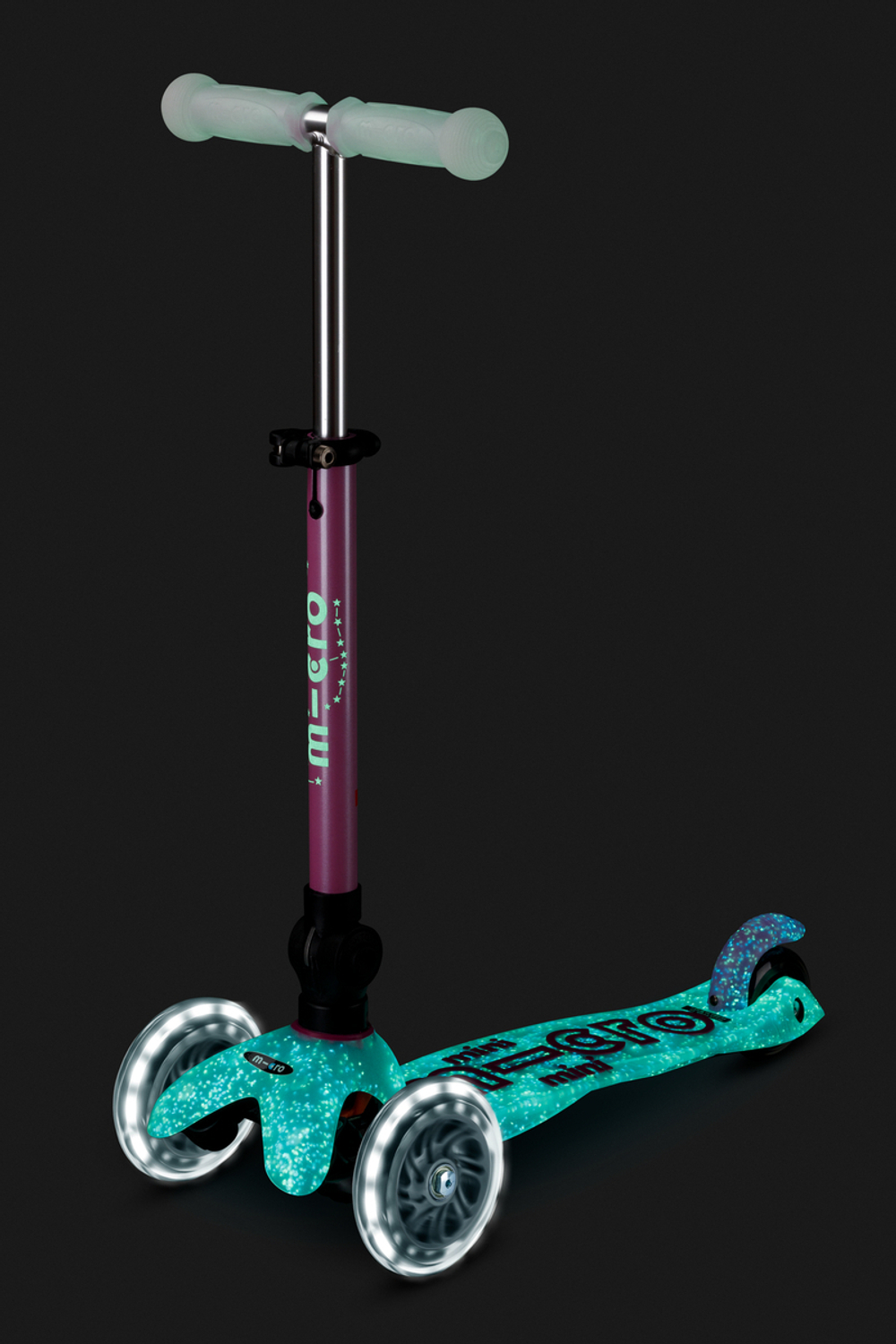 Самокат Mini Micro Deluxe Orion LED складной, розовый