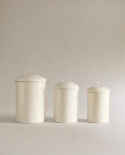 ZARA HOME БАНКА ДЛЯ ХРАНЕНИЯ ИЗ МЕТАЛЛА С КРЫШКОЙ, КРЕМОВЫЙ