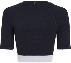 Женская теннисная футболка Tommy Hilfiger Slim Seamless Cropped SS Tee - Blue