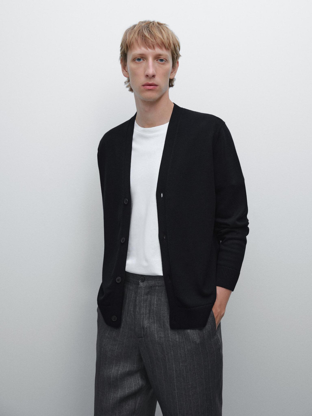 Massimo Dutti Кардиган из 100% хлопка, темно-синий