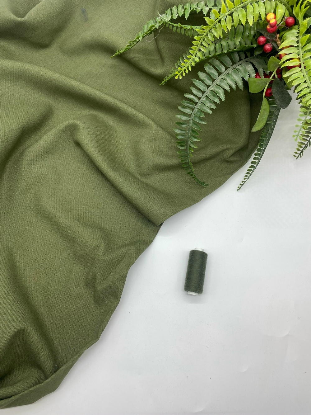 Смесовый лен хаки