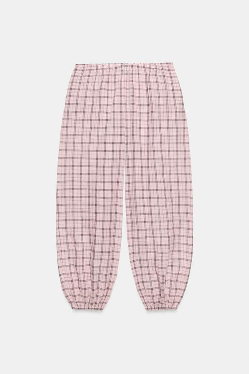 ZARA БРЮКИ-ШАРЫ В КЛЕТКУ — ZW COLLECTION, РОЗОВЫЙ