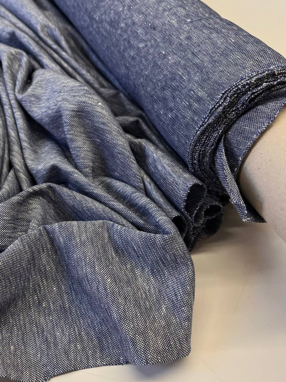 Трикотаж льняной с хлопком Dondi синий