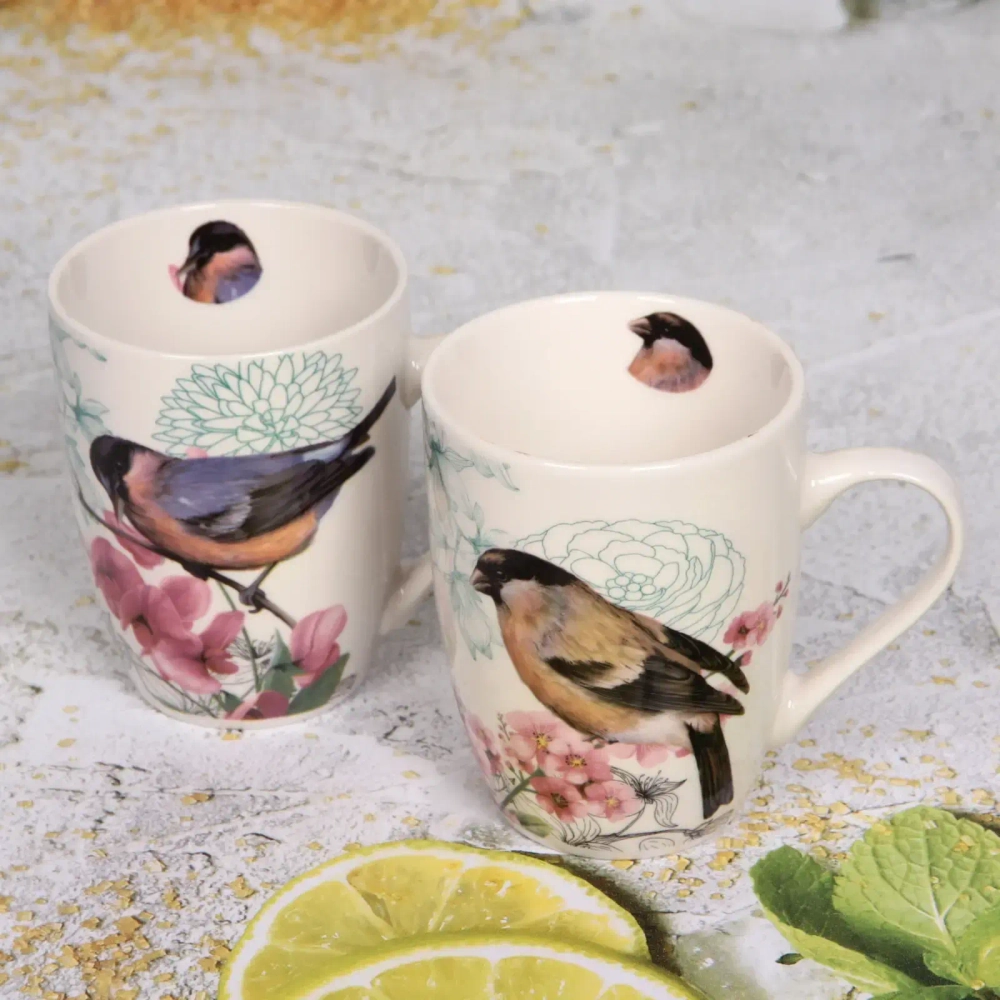 Кружка керамическая 370мл «Птицы в цветах»