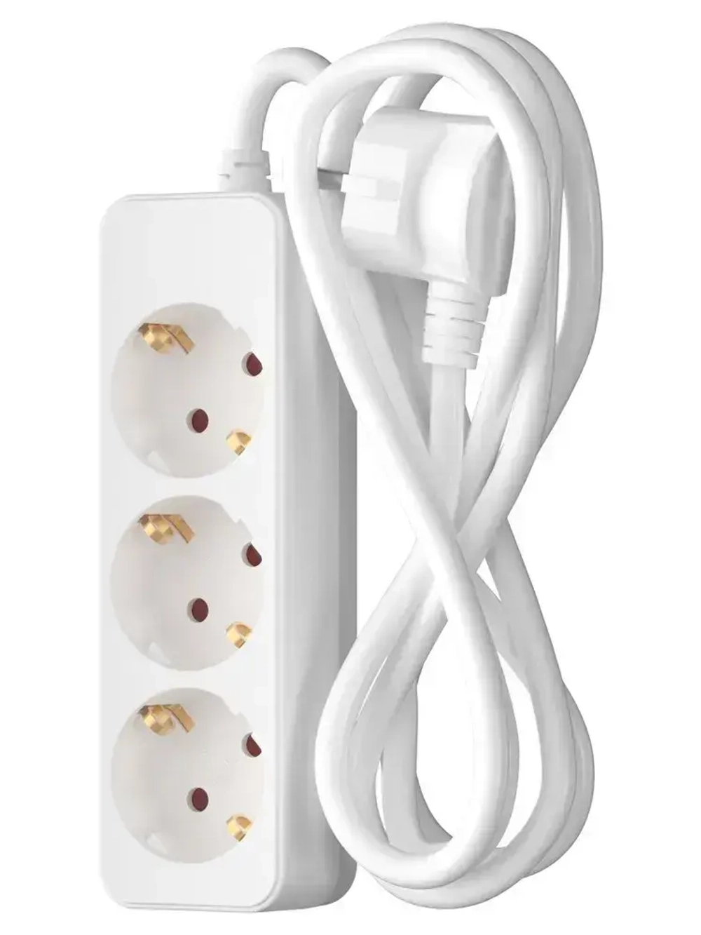 Удлинитель сетевой для розетки ФОТОН 16А 3м 3 розетки с заземлением белый, ГОСТ