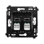 Компьютерная розетка RJ-45 в стену, кат.6А двойная, "Avanti", "Черный матовый"