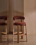 Барный стул Granite из терракотовой синели и ясеня с натуральной отделкой 75 см