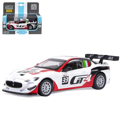 Модель 1:32 Maserati Gran Turismo MC GT4, белый, инерция, свет, звук, откр. двери