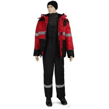 Костюм зимний "Нордмен" полукомбинезон (черный/красный)