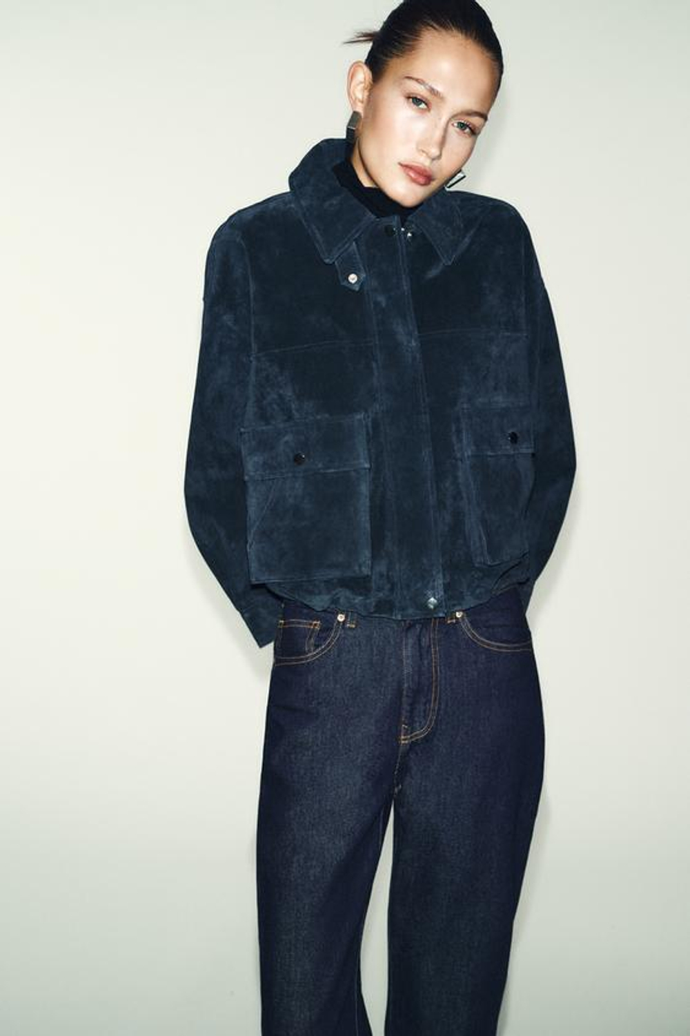 ZARA ДЖИНСЫ Z.03 ПРЯМОГО КРОЯ С ВЫСОКОЙ ПОСАДКОЙ И УДЛИНЕННЫМИ ШТАНИНАМИ, СИНИЙ