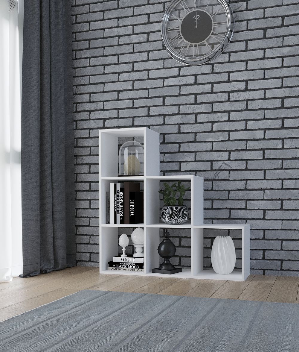 Стеллаж СТ3.2.1 (6 ячеек) горка 3-2-1 белый