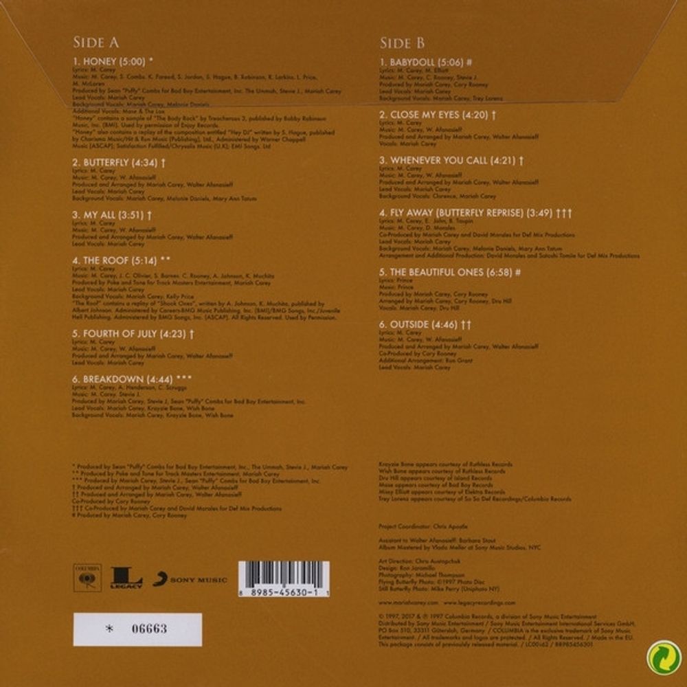 CAREY MARIAH - BUTTERFLY (20TH ANNIV.ED.,PICTURE VINYL) (LP)