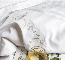 ZEPHYR HOME Постельное белье на двуспалку Страйп-МакоСатин отельное белое