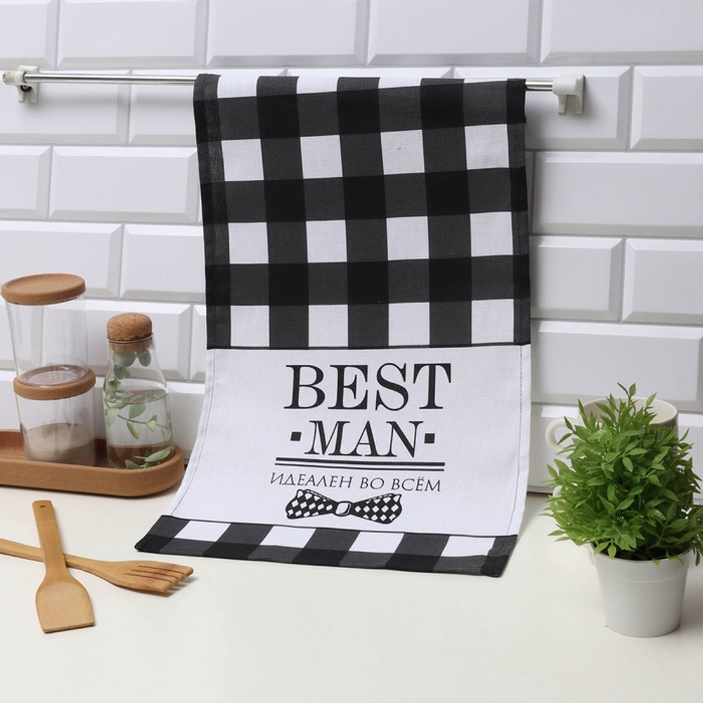 Кухонное полотенце «Доляна» Best man black, 35×60 см, 100% хлопок, 160 г/м²
