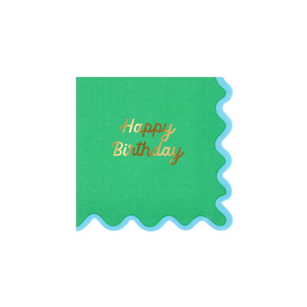 Салфетки маленькие с волнистым краем "С Днем Рождения" [Happy Birthday] 16 шт. (16,5 x 16,5 см)