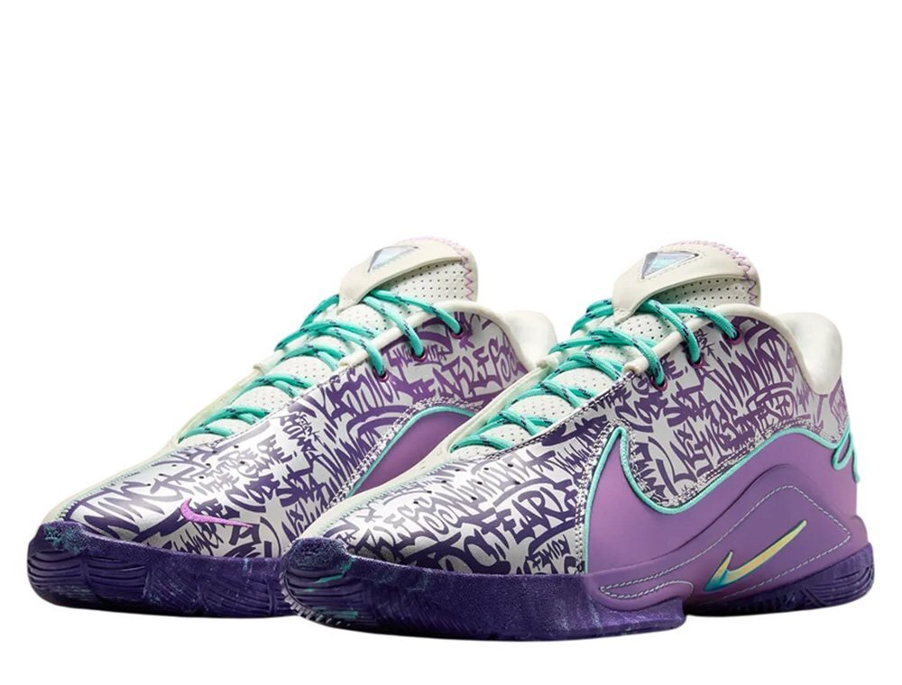 Баскетбольные кроссовки Nike LeBron XXII “Frozen Grapes” Soft Pearl/Hyper Turquoise/Vivid Purple/Court Purple