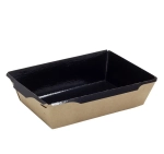 Контейнер бумажный Crystal Box 500мл без крышки 165х120х45мм, Double крафт/черный с прямым дном