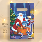 Пакет ПЭ 20*30см с вырубной неусиленной ручкой "Всем подарки" (100шт)