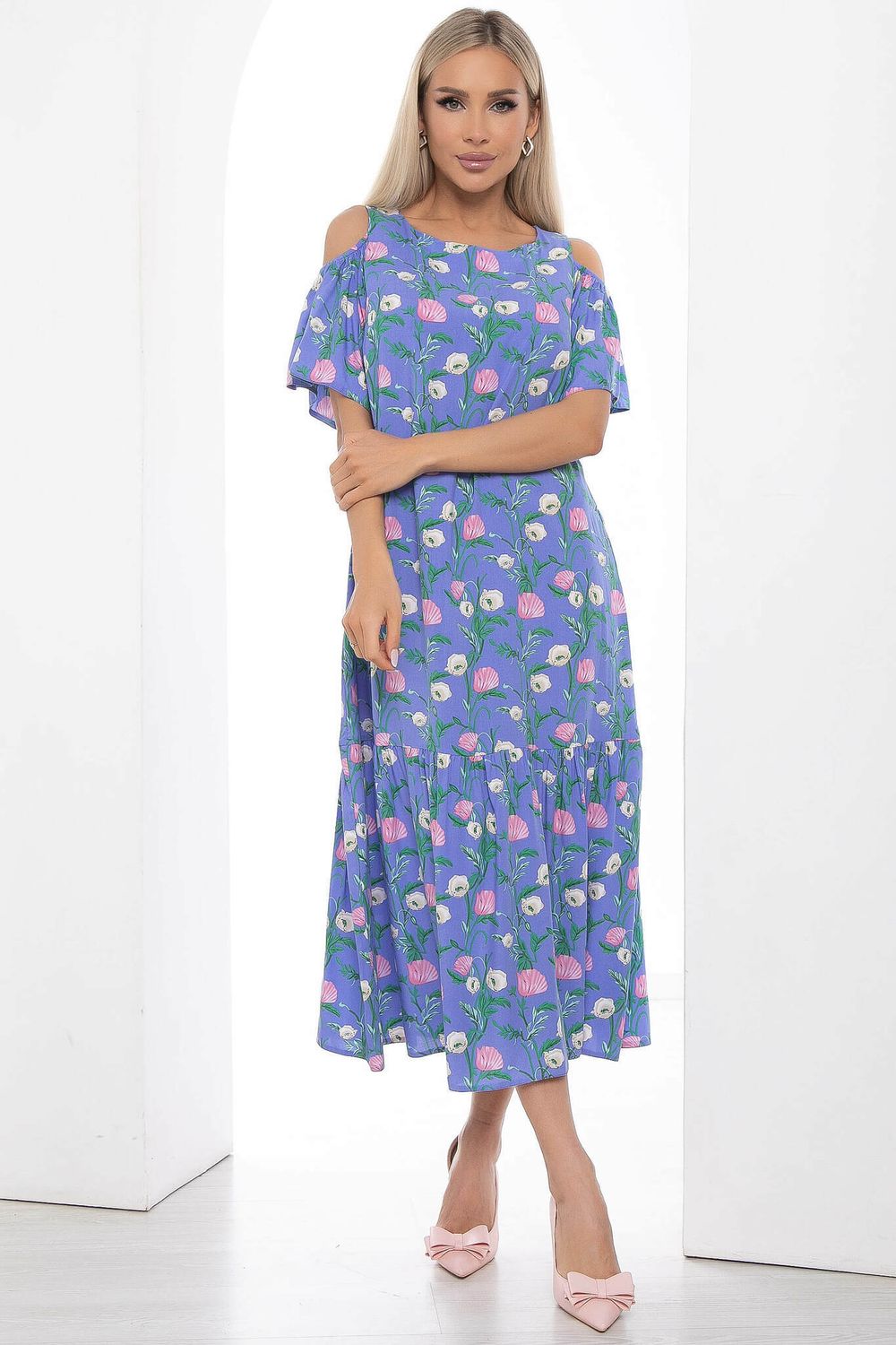 Платье "Марианна" (синее/цветы) П8852 LT Collection (Акция)