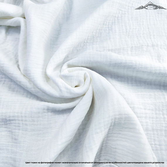Муслин двухслойный гладь. цв.Белый | ш.135 см | 120 г/м² | хлопок-100%