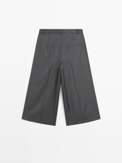 Massimo Dutti Длинные шерстяные бермуды с вытачками, серый