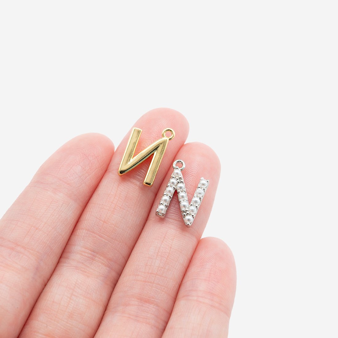 Подвеска с жемчугом в форме буквы "N", 14,6*9мм