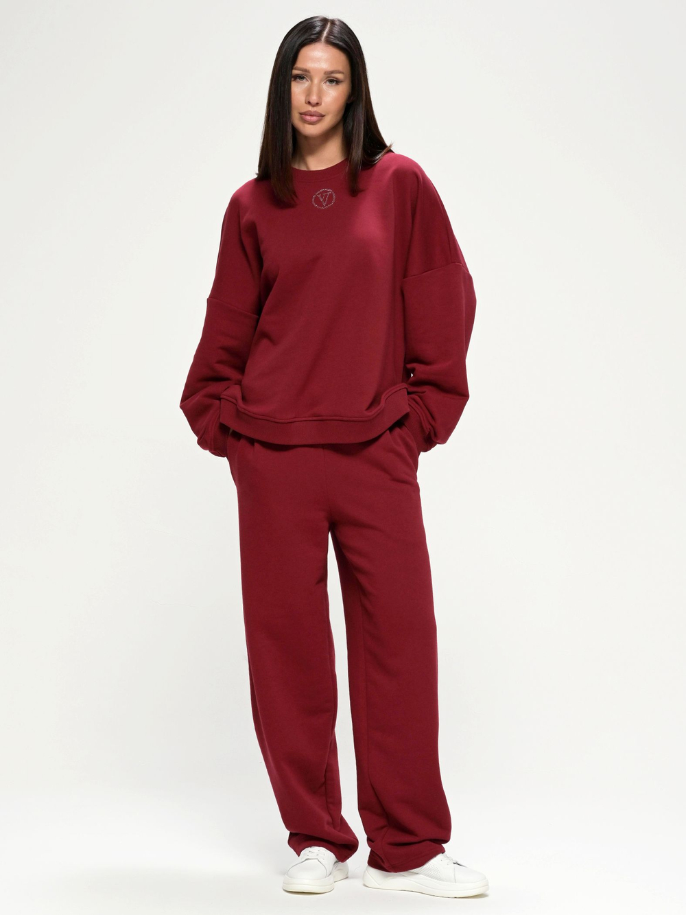 Костюм oversize в стиле спорт шик, бордовый
