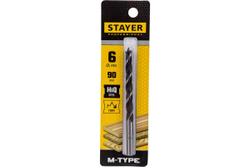 Сверло спиральное по дереву М-образная заточка M-type Professional (6х90х50 мм; HCS) Stayer 2942-090-06_z02