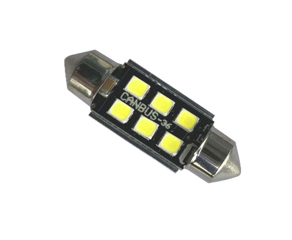 Светодиодная лампа C5W 2835-6SMD-36MM CanBus 5000K 6W 12v, 1шт