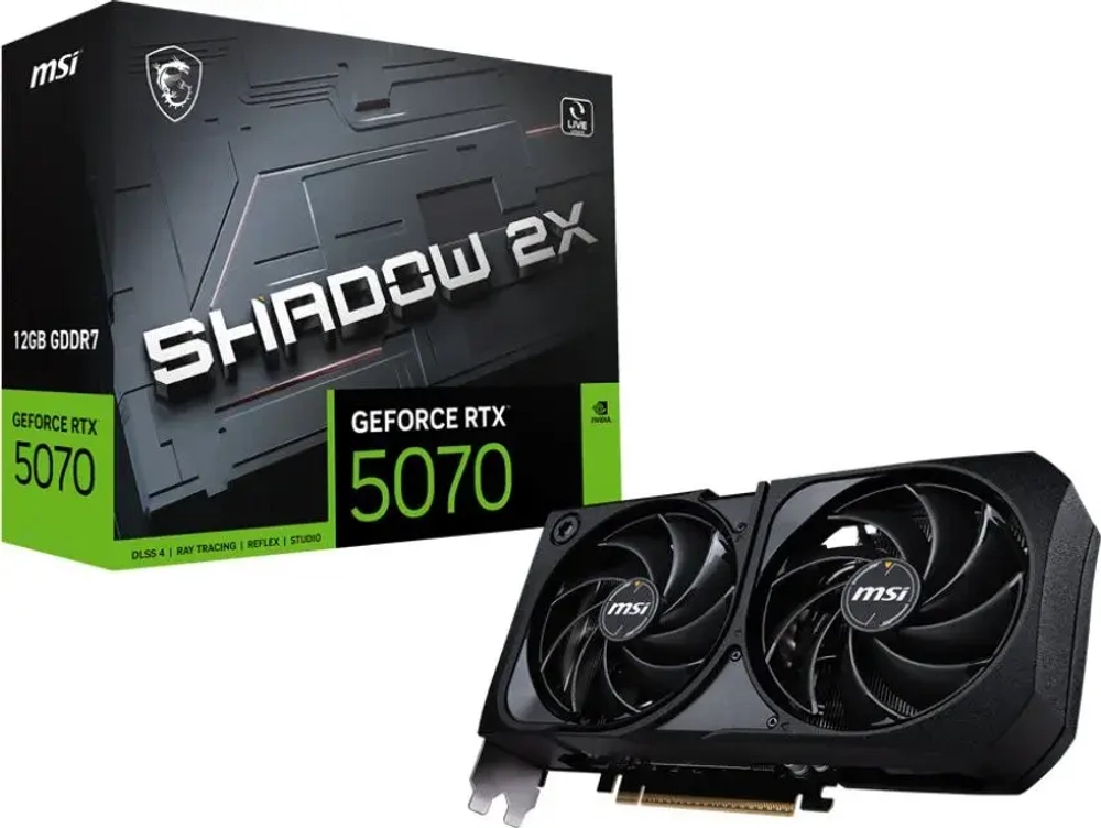 Видеокарта MSI GeForce RTX 5070 12G SHADOW 2X OC, 12Gb GDDR7 192-bit 1xHDMI 3xDP G5070-12S2C