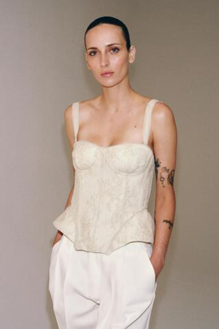 ZARA ТОП-КОРСЕТ С КРУЖЕВОМ — ZW COLLECTION, ЭКРЮ