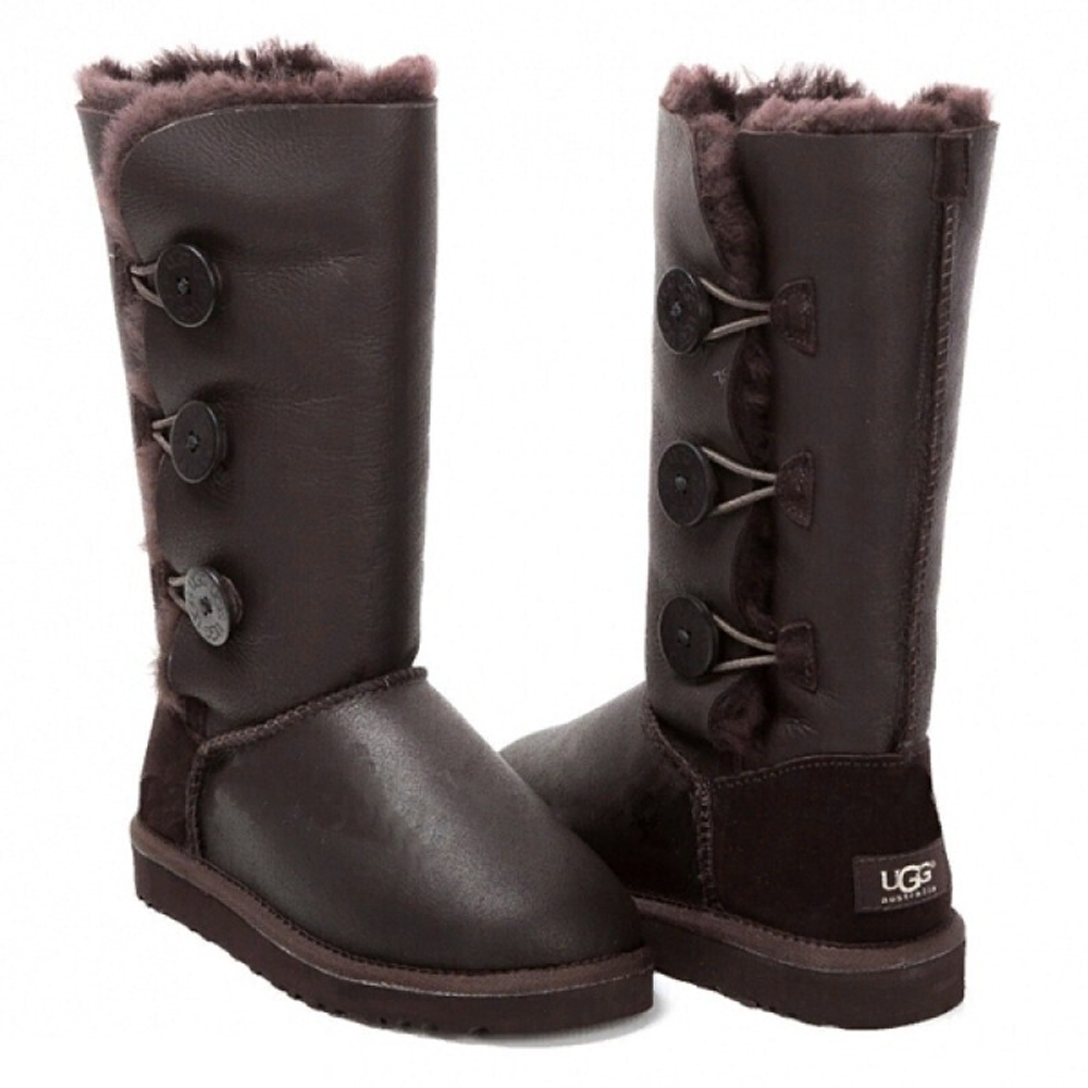 Угги Bailey Button Triplet Metallic Chocolate