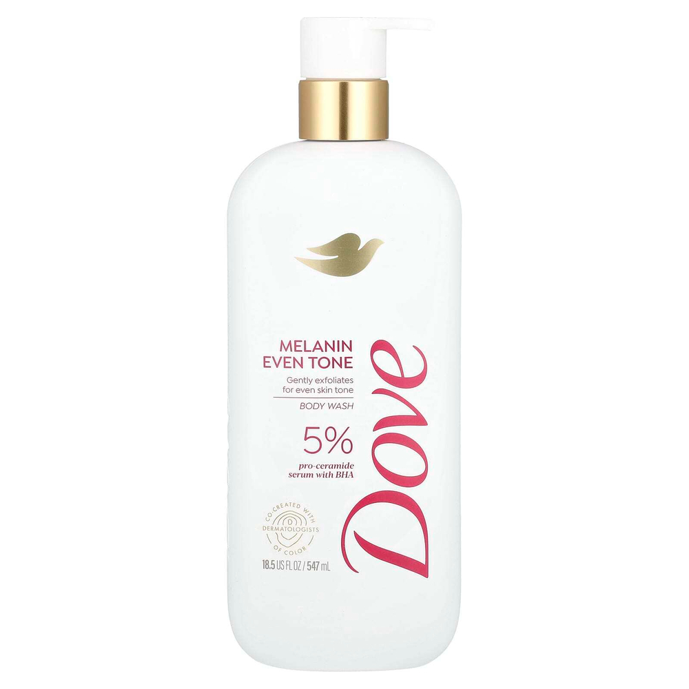 Dove, Гель для душа, ровный тон с меланином, 547 мл (18,5 жидк. унц.)