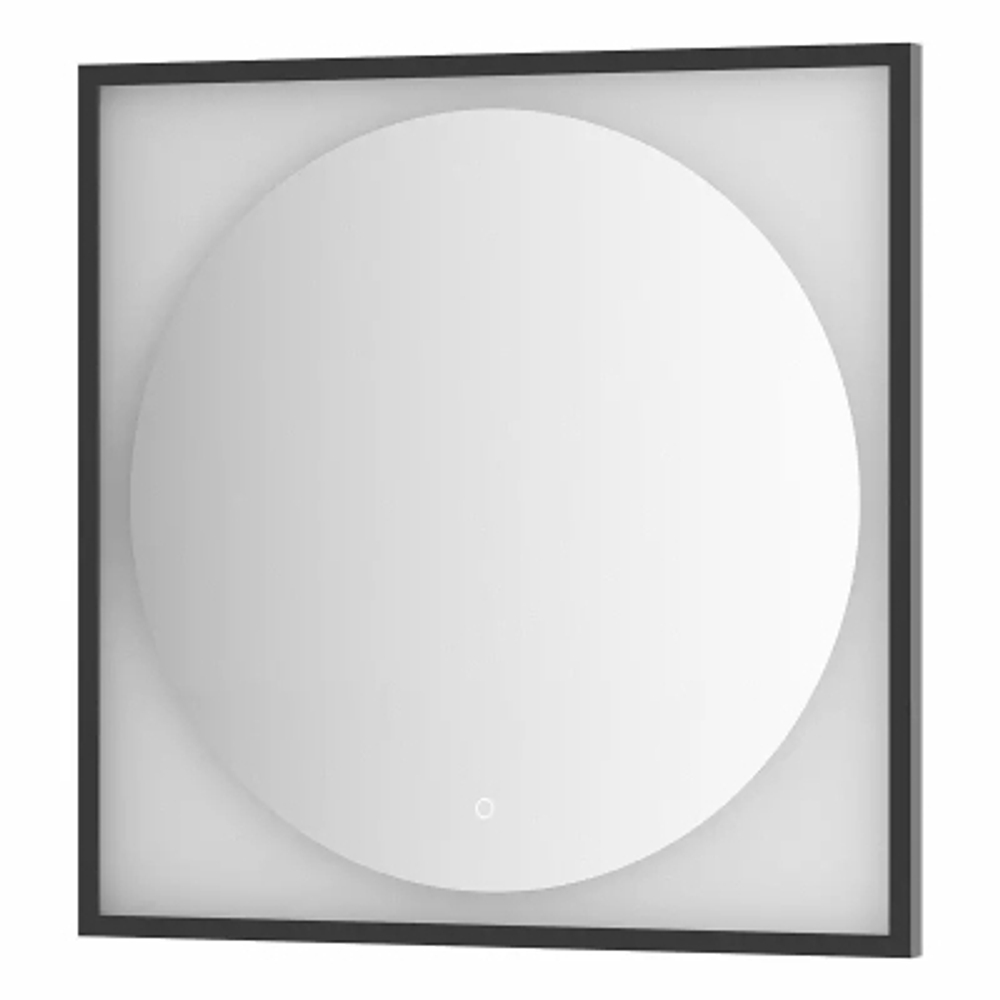 Зеркало Defesto Еclipse 80х80 18W черная рама, с LED-подсветкой, сенсорный выключатель, нейтральный свет DF 2223S