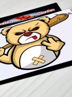 Наклейка - Мишка с битой