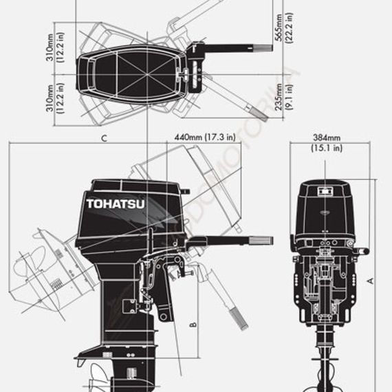 Лодочный мотор Tohatsu M40D2 EPTOL 40 л.с. двухтактный