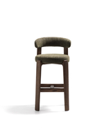 Барный стул Granite из зеленой синели и ясеня с отделкой орех 75 см