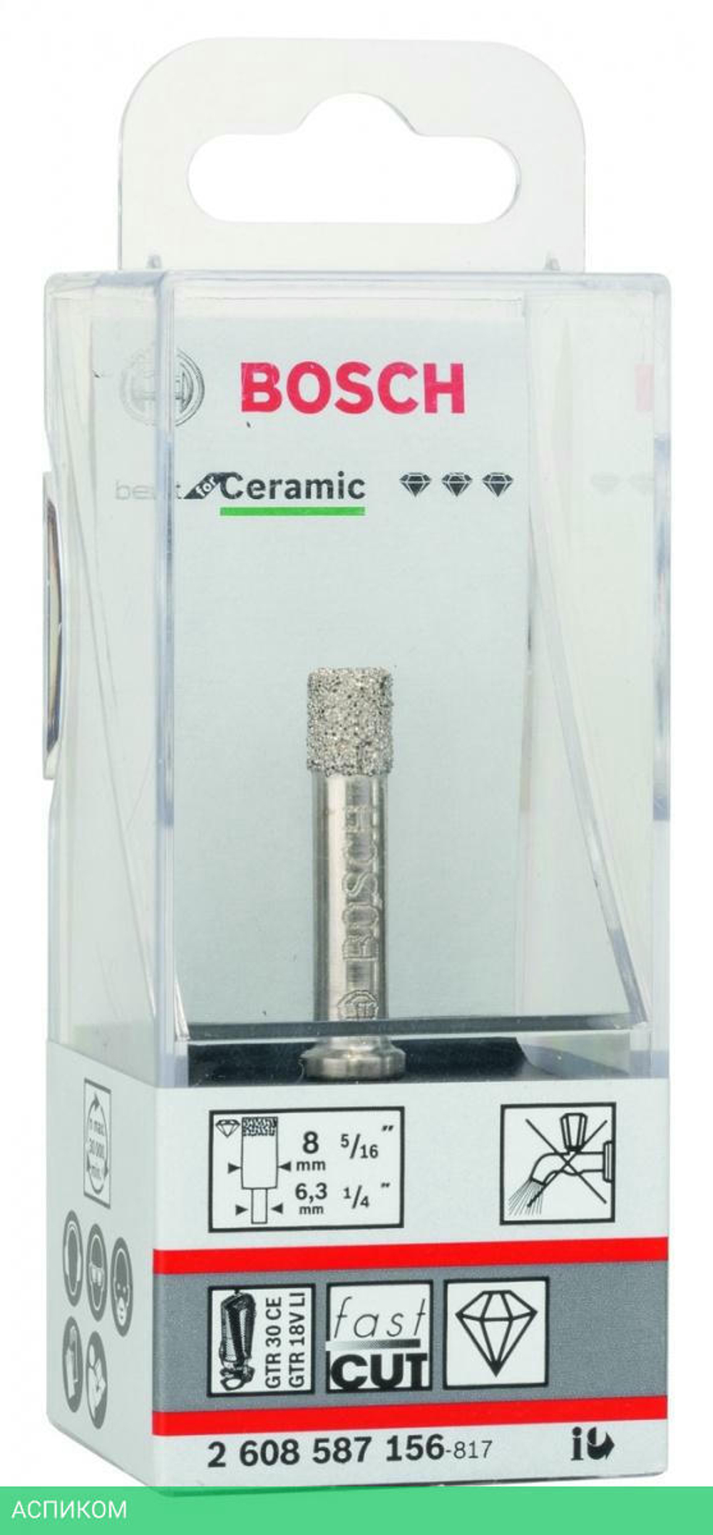 Алмазная коронка Bosch 8ммx35мм Best for Ceramic Diamonddrilling 2.608.587.156