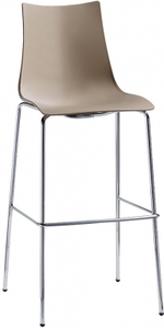 Стул барный пластиковый Scab Design Zebra Technopolymer, хром, тортора