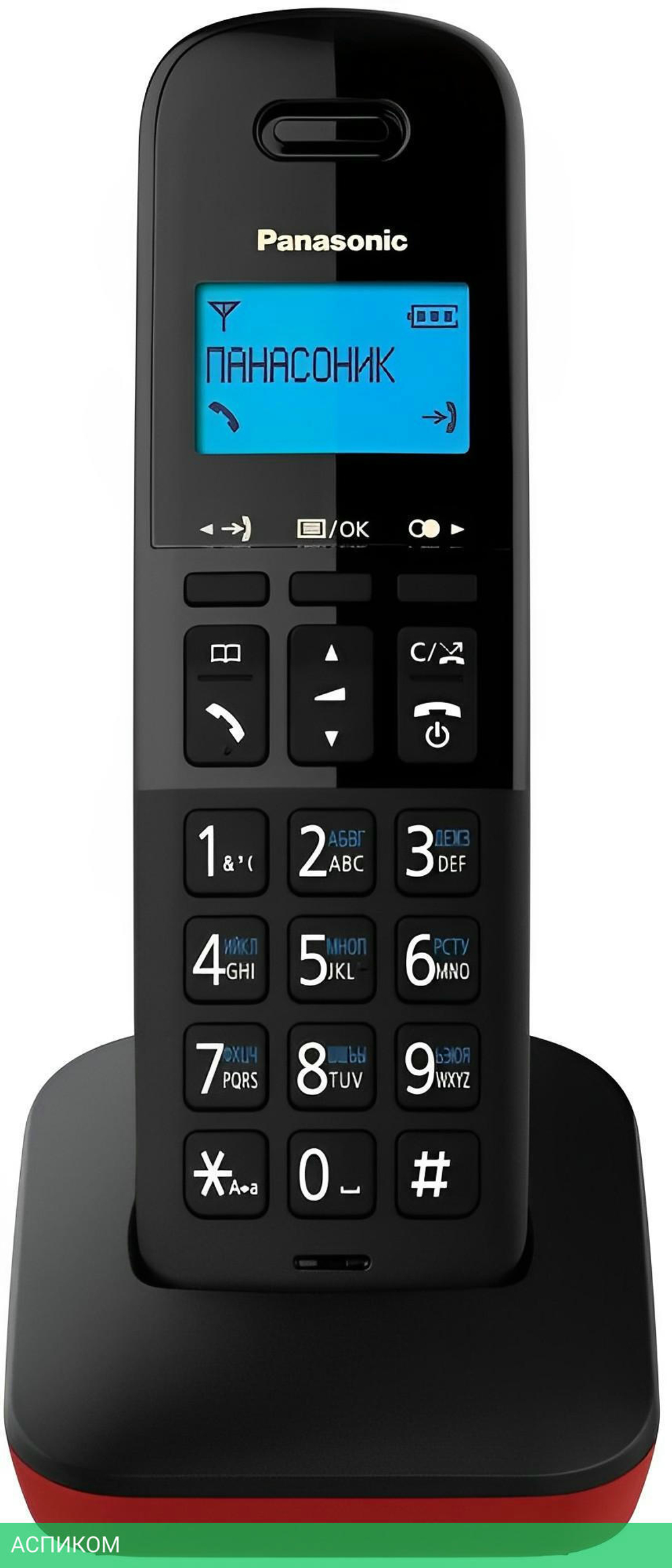 Радиотелефон DECT Panasonic KX-TGB610RUR черный/красный